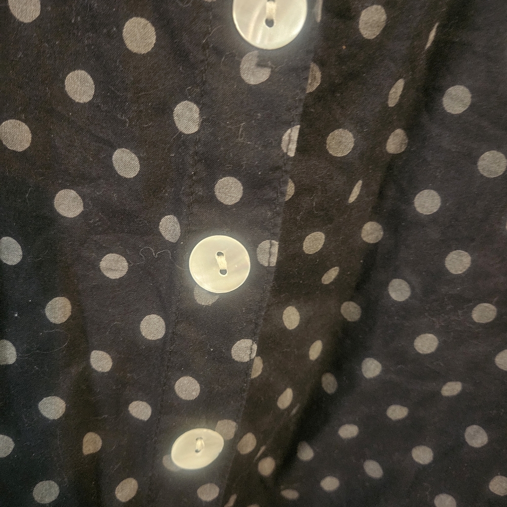 TULIP STYLISH TUNIC! POLKA DOT.BIG MOP BUTTONS. FABULOUS DESIGN.LONGER REAR!EUC♡ - Picture 3 of 8
